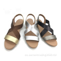 Sandalias de cuña Summer Women PU Cuero de cuero